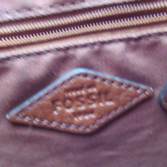 Fossil 100% Leather and Suede Bucket Shoulder Handbag Crossbody Medium sz Brown - Picture 13 of 13